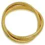 Bling Jewelry Fashion Omega Cobra Wide Bangle 2 Interlocking Stretch Bracelet for Women Polished Gold Plated Stainless Steel