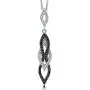BERRICLE Rhodium Plated Sterling Silver Cubic Zirconia CZ Black and White Fashion Necklace and Earrings Set
