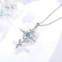 Sterling Silver Love Rose Flower Necklace for Her Birthday Gifts March April Birthstone Aquamarine Simulated Diamond Necklace Garnet Amethyst Gemstone Emerald Jewelry