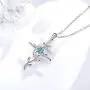 Sterling Silver Love Rose Flower Necklace for Her Birthday Gifts March April Birthstone Aquamarine Simulated Diamond Necklace Garnet Amethyst Gemstone Emerald Jewelry