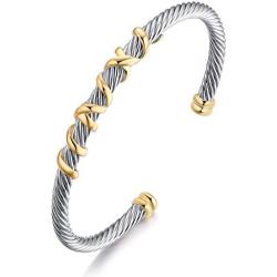 Bracelet Designer Brand Inspired Vintage Cable Bangle Bracelet with Knot Series, 6''