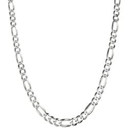 Solid 925 Sterling Silver Mens Italian 7mm Figaro Link Chain Necklace 16'' - 30''