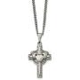 Solid Stainless Steel Mens Celtic Irish Claddagh Cross Pendant Necklace Charm Chain - with Secure Lobster Lock Clasp 20''
