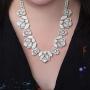 Steve Madden 21 Inch Silver Tone Rhinestone Floral Collar Statement Necklace for Women