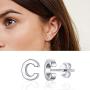 SILVERCUTE Tiny Letter Earrings 925 Sterling Silver Hypoallergenic Stud Dainty Initial A-Z Earrings for Girls Women, with Gift Box, Color Silver Gold Rose Gold