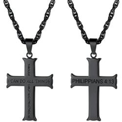 PROSTEEL Stainless Steel Cross Necklace for Men Women, Inspirational Necklace, Silver/Black/Gold Tone, Hypoallergenic, Engrave Text Available, Come Gift Box