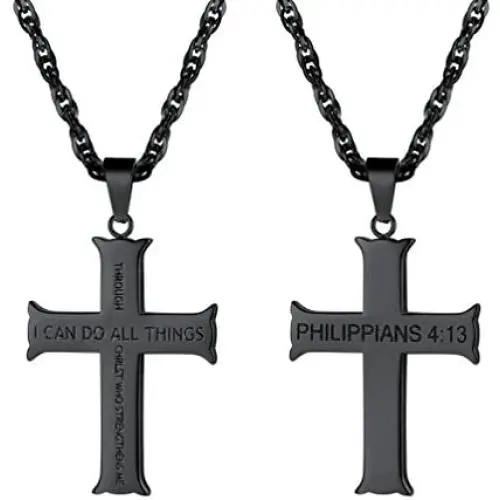 PROSTEEL Stainless Steel Cross Necklace for Men Women, Inspirational Necklace, Silver/Black/Gold Tone, Hypoallergenic, Engrave Text Available, Come Gift Box PROSTEEL Stainless Steel Cross Necklace for Men Women, Inspirational Necklace, Silver/Black/Gold Tone, Hypoallergenic, Engrave Text Available, Come Gift Box