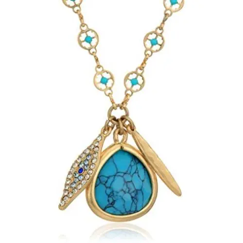 Lonna & Lilly Womens 32 Inch Charm Pendant Gold Strand Necklace, Blue Lonna & Lilly Womens 32 Inch Charm Pendant Gold Strand Necklace, Blue
