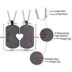 PJ Stainless Steel Ill Hold You in My Heart Puzzle Piece Heart Matching Couple Dog Tag Necklace