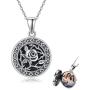 Tree of Life Locket Necklace for Women,925 Sterling Silver Rose/Daisy/Fairy Locket Necklace That Holds Pictures Pendant Family Jewelry
