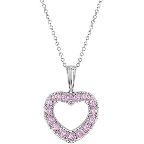 In Season Jewelry Rhodium Plated Love CZ Pink Heart Necklace Pendant Girls Kids 16''