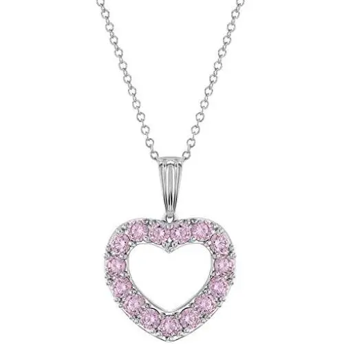 In Season Jewelry Rhodium Plated Love CZ Pink Heart Necklace Pendant Girls Kids 16'' In Season Jewelry Rhodium Plated Love CZ Pink Heart Necklace Pendant Girls Kids 16''
