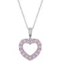 In Season Jewelry Rhodium Plated Love CZ Pink Heart Necklace Pendant Girls Kids 16''