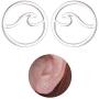 Eiffy Simple Stainless Steel Round Ocean Wave Stud Earrings for Women Sea Beach Earring Jewelry