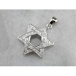 DTJEWELS 0.40 Ct D/VVS1 Diamond Beautiful Star Of David Shape Pendant Necklace 14k White Gold Finish Valentine Day Gift