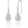 Sterling Silver Teardrop Filigree Polished Dangle Earrings