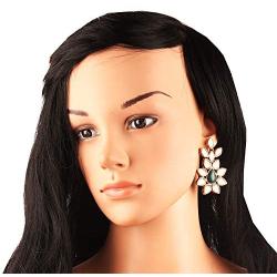 Touchstone Indian Bollywood Ancient Southern Gold Bahubali Inspired Bridal Traditional Jewelry Earrings Embellished With Faux Turquoise For Women