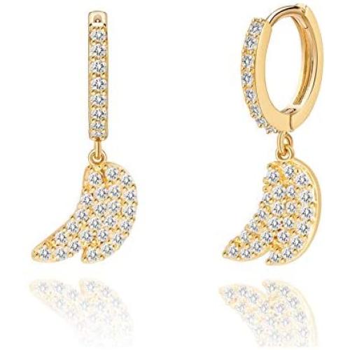Fruit Hoop Earrings for Women Girls 14k Gold Plated Cubic Zirconia Dangle Earrings for Her