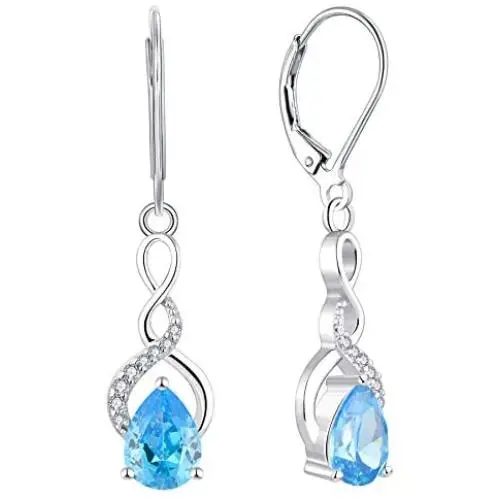 YL Dangle Drop Earrings Sterling Silver Infinity Leverback Earrings Created Ruby/ Sapphire/Emerald/Amethyst/Aquamarine/Opal/Zirconia Jewelry Gifts for Moms YL Dangle Drop Earrings Sterling Silver Infinity Leverback Earrings Created Ruby/ Sapphire/Emerald/Amethyst/Aquamarine/Opal/Zirconia Jewelry Gifts for Moms