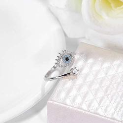 Deelan Evil Eye Rose Gold Platinum Plated Open Finger Rings for Women Crystal CZ Zircon Fashion Jewelry Female Trendy Gift Adjustable Ring