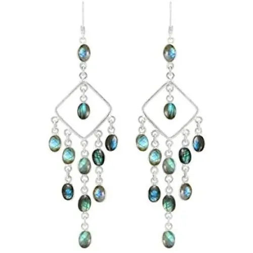 Natural Gemstones 925 Silver Overlay handmade Dangle Earrings for Women Natural Gemstones 925 Silver Overlay handmade Dangle Earrings for Women
