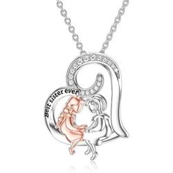 MISTBEE Sister Necklace S925 Sterling Silver Sisters Gifts Best Friend Sister Heart Necklace for Women Friendship Jewelry
