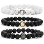 Linsoir Beads Trendy Baseball Bracelet Lava Stone/White Howlite/Matte Black Stone Beaded Bracelet Sports Jewelry for Boy Gift Jewelry 1 pc