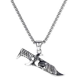Heavstjer Punk Rock Stainless Steel Skull Pendant Knife Necklace