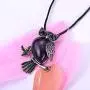 Starain Owl Necklace for Women Girls Healing Crystal Stone Owl Pendant Necklace Owl Jewelry Gifts