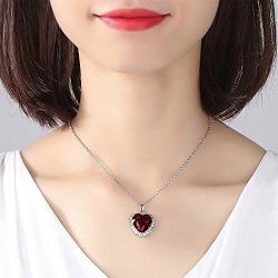 Titanic Heart of the Ocean Neckalce The Blue Love Pendant Necklaces,QEPOL White Gold Plated Necklace Sterling Silver Sapphire Big Pendants & Jewelry - Mothers Day Gift Valentines