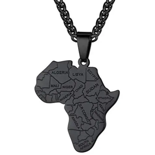 PROSTEEL Stainless Steel Africa Map Necklace for Men Women, 18K Gold/Rose Gold/Black Plated, Customize Available, 22''-24'' Adjustable, Come Gift Box PROSTEEL Stainless Steel Africa Map Necklace for Men Women, 18K Gold/Rose Gold/Black Plated, Customize Available, 22''-24'' Adjustable, Come Gift Box