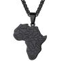 PROSTEEL Stainless Steel Africa Map Necklace for Men Women, 18K Gold/Rose Gold/Black Plated, Customize Available, 22''-24'' Adjustable, Come Gift Box