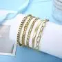 YADOCA 5 Pcs 14K Gold Plated Link Chain Bracelets Set for Men Women Paperclip Cuban Box Figaro Herringbone Chain Bracelets Jewelry Gift