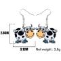 NEWEI Acrylic Anime Dairy Cattle Cow Earrings Dangle Drop Farm Pet Jewelry For Women Girl Charm Gift