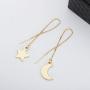TUSHUO Simple Dangle Style Moon Star Earrings Irregular Moon Star Line Threader Drop Earrings (Gold)