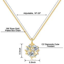 ZRU Dainty Necklace for Women, 18K Rose Gold/Gold/White Gold Plated Simple Pendant Necklace with Cubic Zirconia, Valentines Day Gift Birthday Gifts for Teen Girls Girlfriend Wife Her