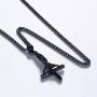 U7 Black Upside Down Crucifix Cross Pendant Black Stainless Steel Satanic Jewelry Inverted Cross Necklace, 3mm Twisted Metal Chain 24''