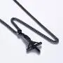 U7 Black Upside Down Crucifix Cross Pendant Black Stainless Steel Satanic Jewelry Inverted Cross Necklace, 3mm Twisted Metal Chain 24''