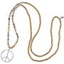 KELITCH Classic Peace Sign Necklace Love Hippie Pendant Frosted Crystal Beaded Necklace