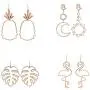 4Pairs Bohemian Hollow Geometric Metal Leaf Pineapple Dangle Drop Earrings for Women Girl Rose Gold Bird Sun Moon Earrings 4Pairs Bohemian Hollow Geometric Metal Leaf Pineapple Dangle Drop Earrings for Women Girl Rose Gold Bird Sun Moon Earrings