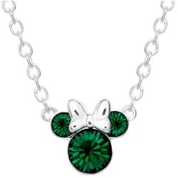 Disney Minnie Mouse Crystal Birthstone Silver Plated Pendant Necklace