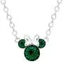 Disney Minnie Mouse Crystal Birthstone Silver Plated Pendant Necklace Disney Minnie Mouse Crystal Birthstone Silver Plated Pendant Necklace