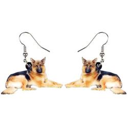 DUOWEI Acrylic Adult German Shepherd Dog Earrings Dangle Drop Jewelry Charms Gifts for Women Teen Girls Kids