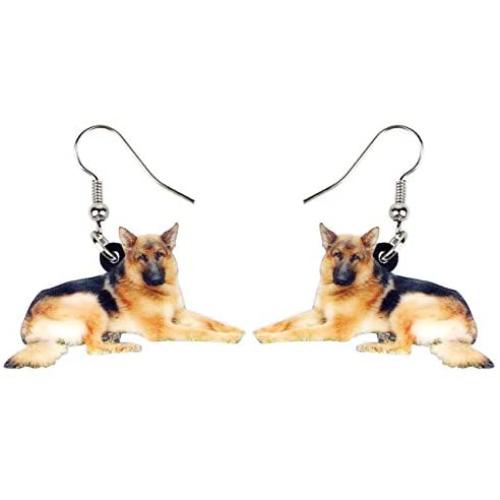 DUOWEI Acrylic Adult German Shepherd Dog Earrings Dangle Drop Jewelry Charms Gifts for Women Teen Girls Kids