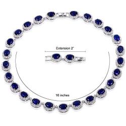Lavencious Tennis Oval Necklace & Earrings Jewelry Set AAA Cubic Zirconia Rhodium Plated