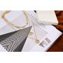 CLASSYZINT Gold Choker Layered Necklace for Women, Hammered Disc New Crescent Moon Drop Bar Circle Pendant 3 Layered Layering Necklaces for Teen Girls Gift, 14K Gold Plated