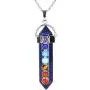 BEADNOVA 7 Chakra Gemstones Necklace Hexagonal Healing Point Crystal Pendant Necklace Stainless Steel Chain 18'' BEADNOVA 7 Chakra Gemstones Necklace Hexagonal Healing Point Crystal Pendant Necklace Stainless Steel Chain 18''