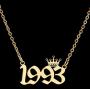 MOROTOLE Birth Year Necklace with Crown 18K Gold Plated Birth Year Number Necklace Stainless Steel Birthday Year Pendant Necklace for Women Girls,1990-2010