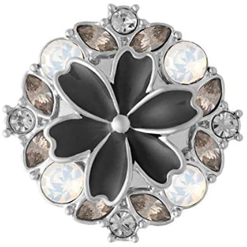 Ginger Snaps Bursting Flower Pearly Black Charm Accessory | Interchangeable & Adjustable Snap Jewelry Collection | Button Charms for Necklaces Bracelets | Standard Size | SN15-86