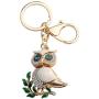 BEKECH Cute Owl on Leaves Charm Crystal Rhinestone Owl Charm Key Chain for Women Girl Handbag Accessories Purse Charm Pendant3